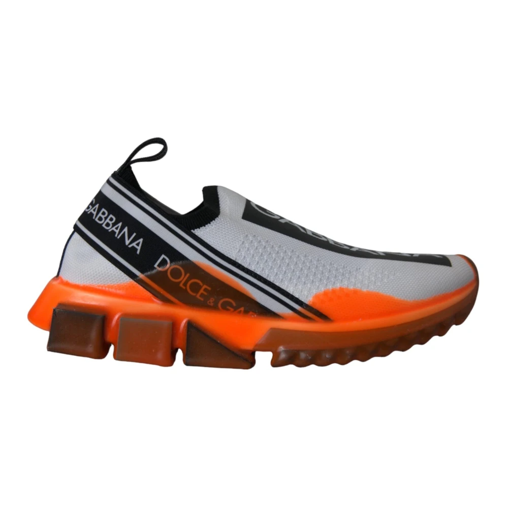 Dolce & Gabbana Men's Gray Sneakers,, Black White Orange Slip On Trainers Size 4