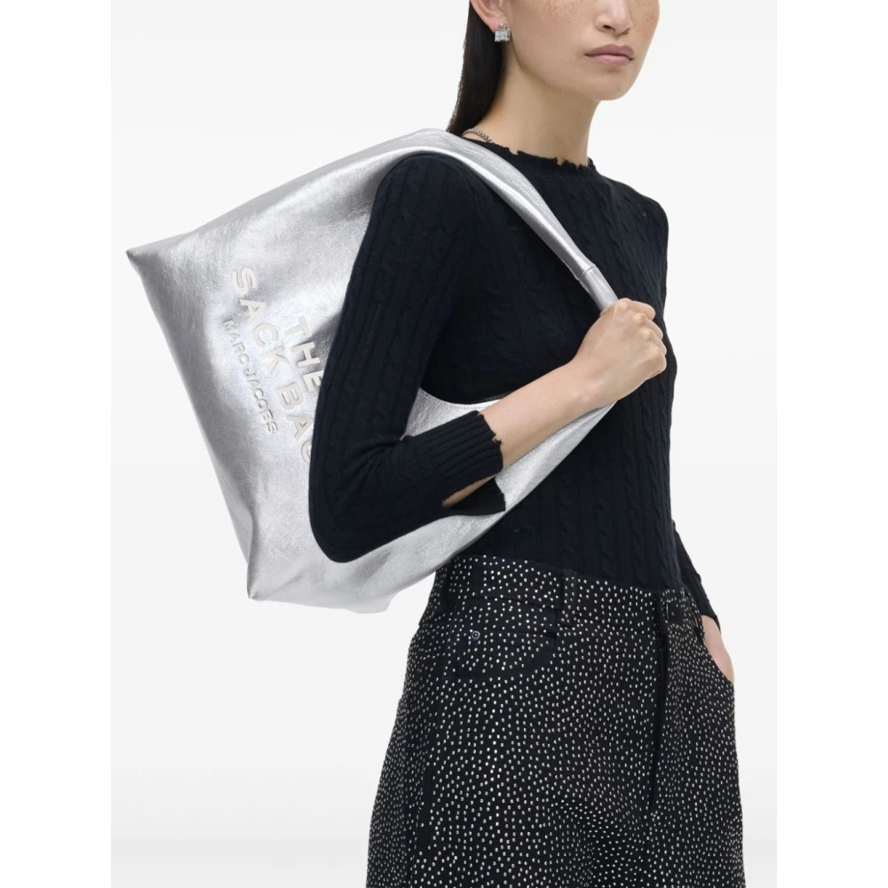 Marc Jacobs Metallic Leder Schoudertas Gray Dames