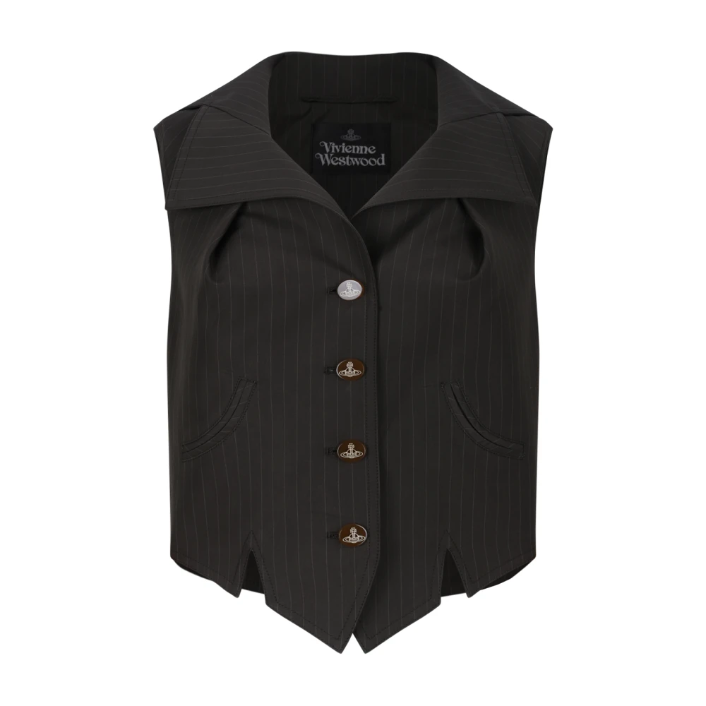 Vivienne Westwood Women's Black Waistcoats, Xs, Pinstripe Tailored Vest