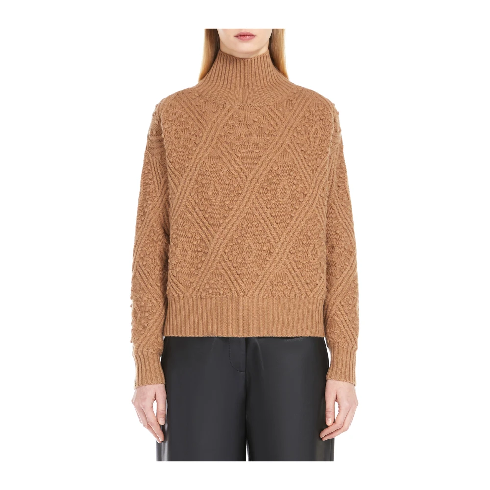 Max Mara Argyle Gebreide Trui Bruin Brown Dames
