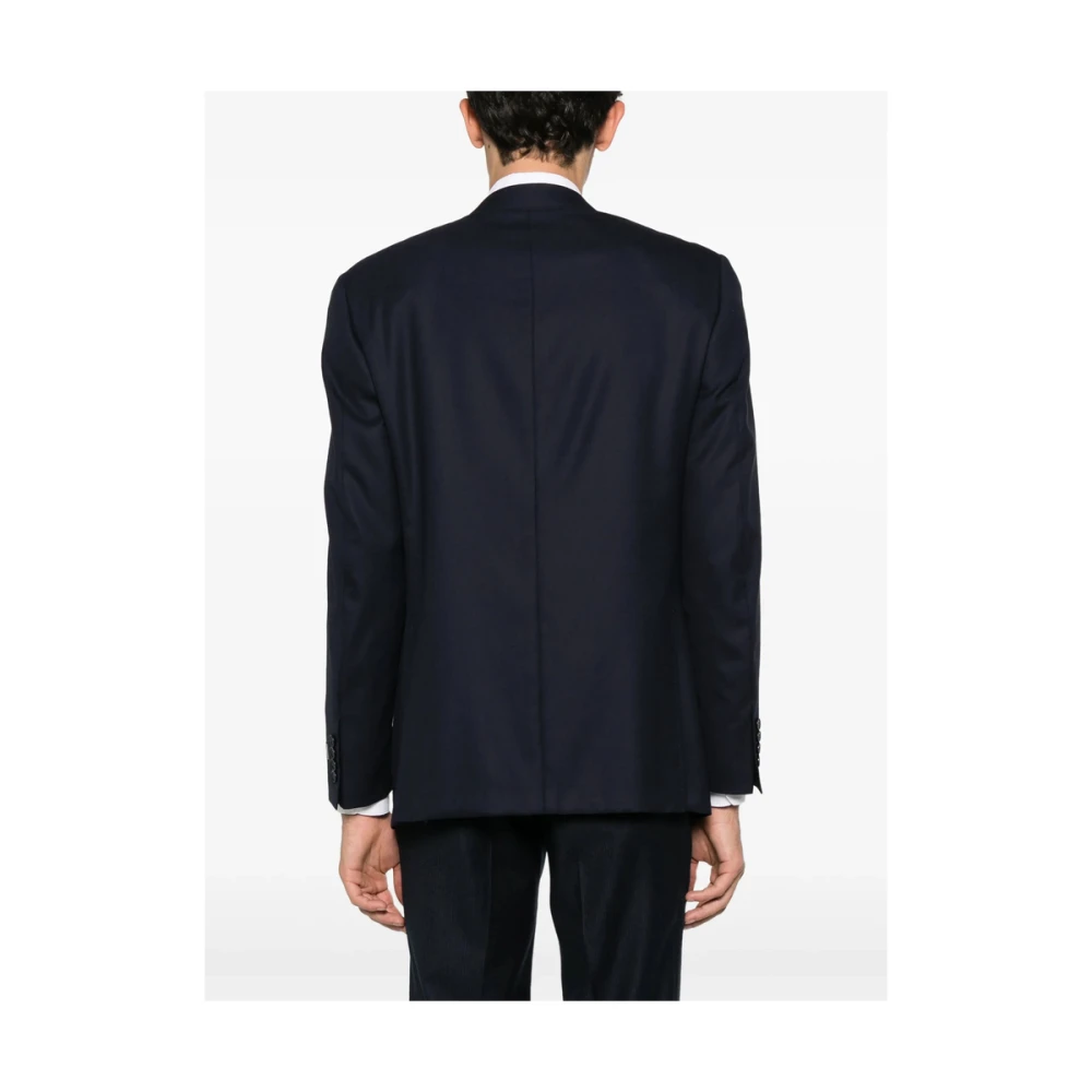 Canali Navy Blue Button-Up Jacket Blue Heren