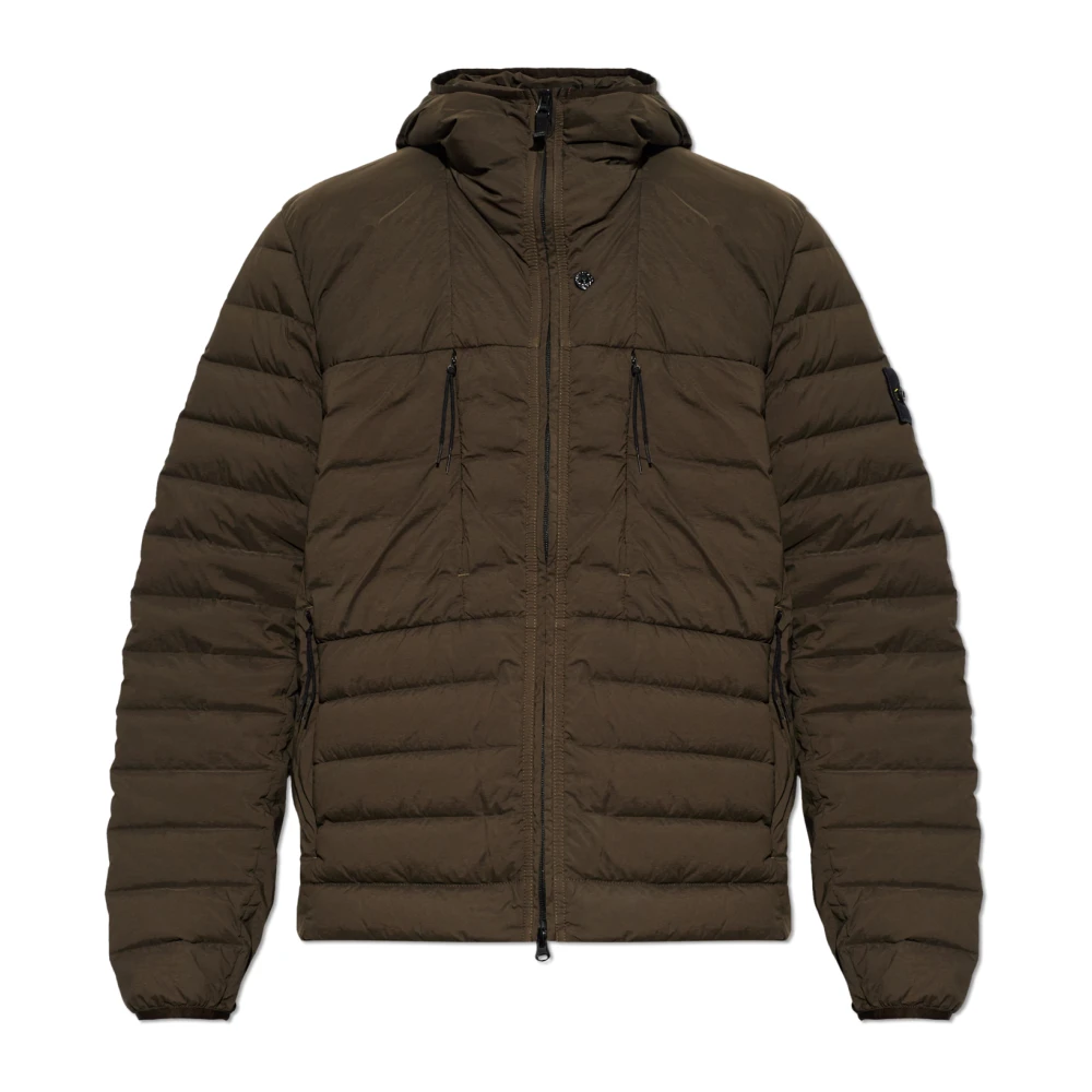 Stone Island Brown Quilted Jacket With Hood - Male - Down Jackets - 2XL - Jackets