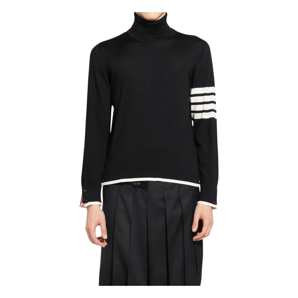 Thom Browne Merino Wool Turtleneck Pullover Black Heren