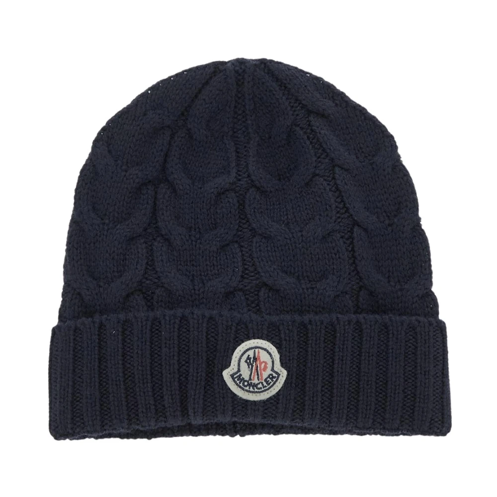 Moncler Wollen Logo Beanie Muts Black Unisex