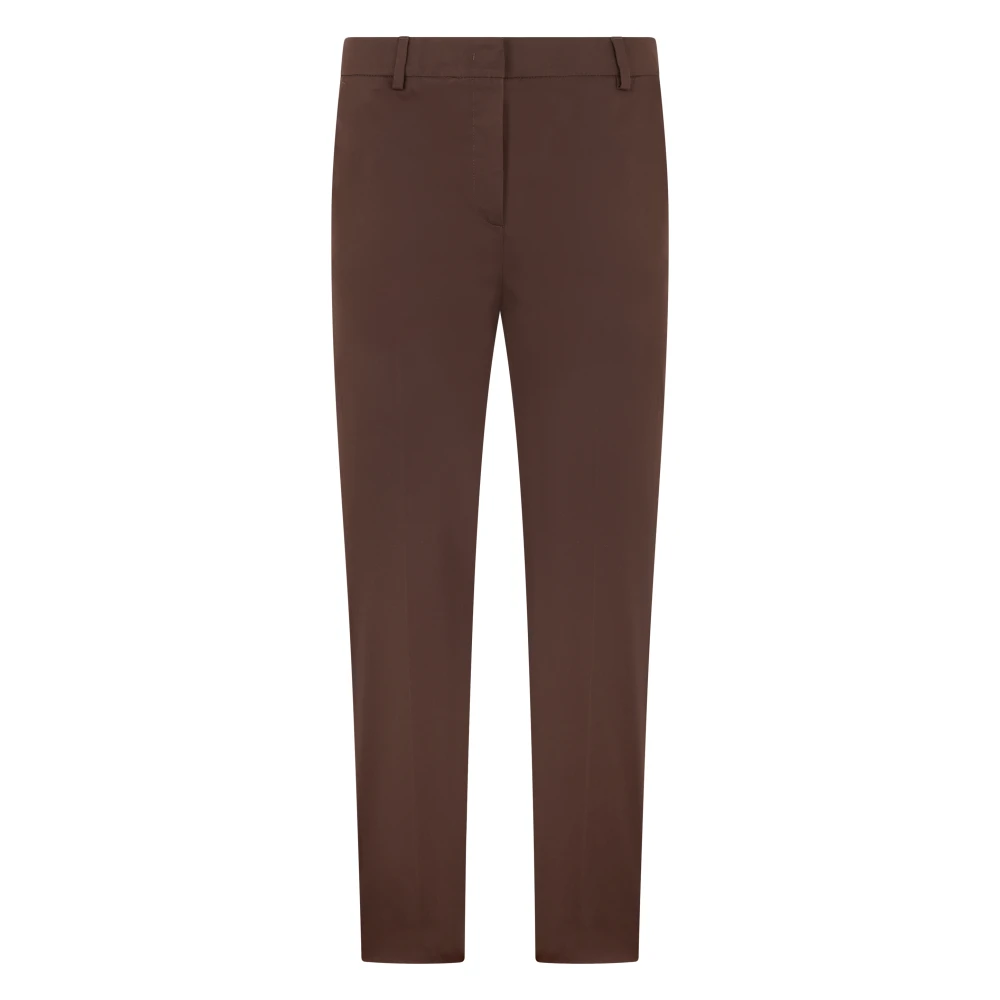 Weekend Max Mara Women's Brown Chinos, L, Slim-Fit Stretch Cotton Trousers