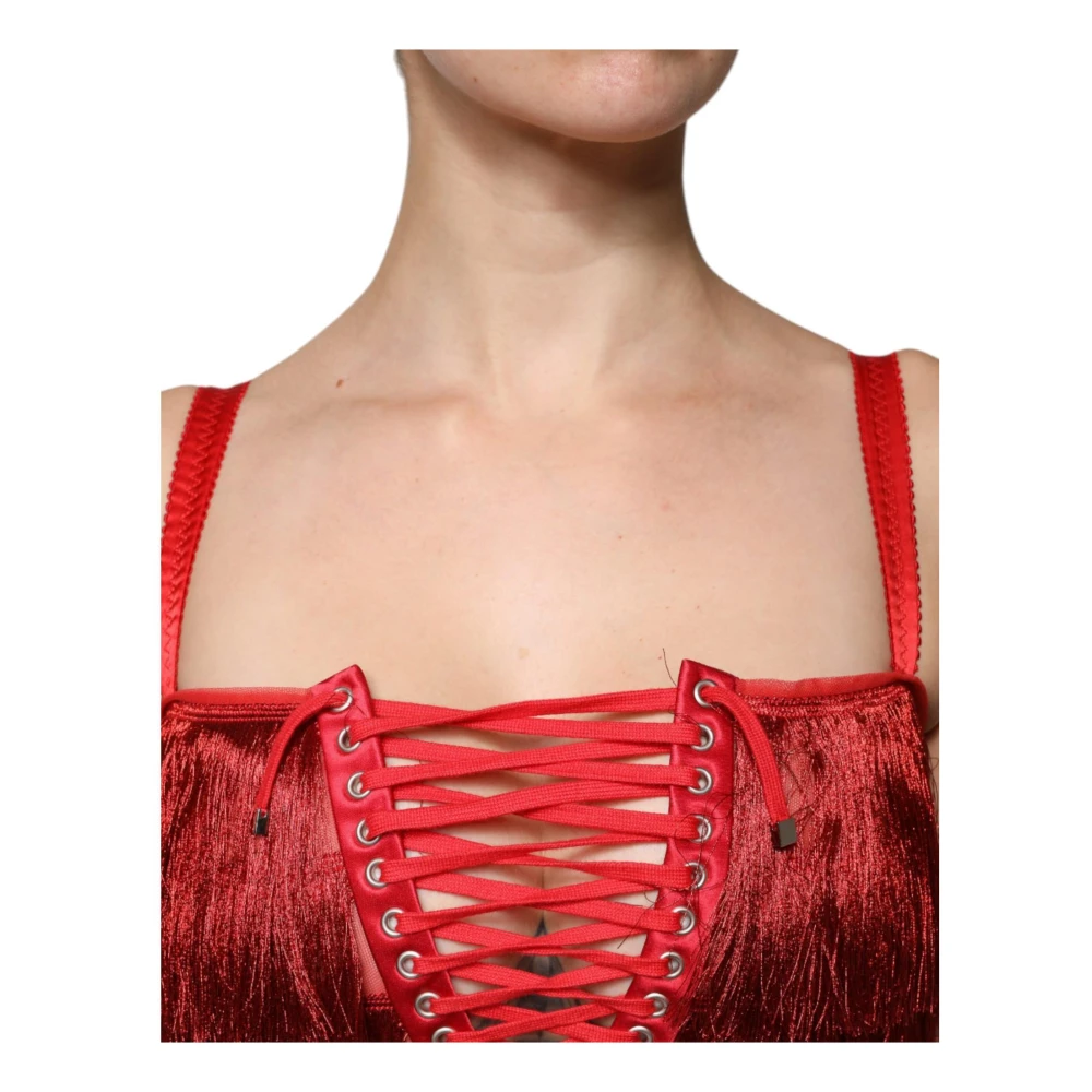 Dolce & Gabbana Rode Kant Sheath Mini Jurk Red Dames