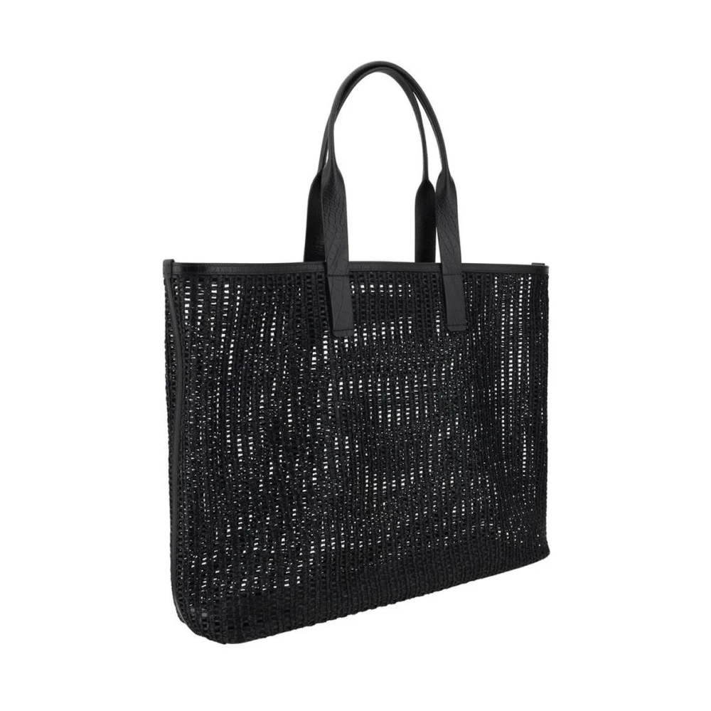 Dolce & Gabbana Geperforeerde Mesh Tote Tas met Monogram Black Heren