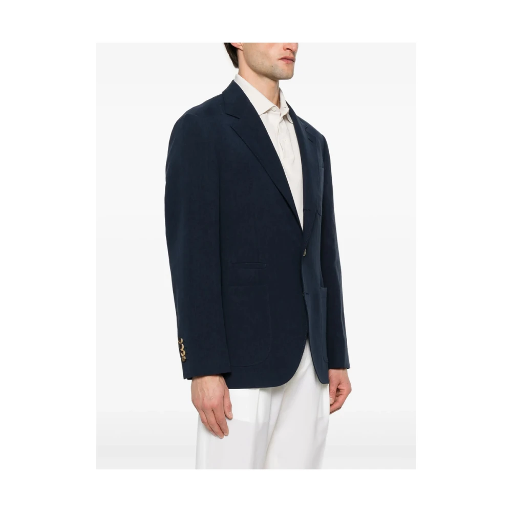 BRUNELLO CUCINELLI Navy Blue Jas met Knoopsluiting Blue Heren