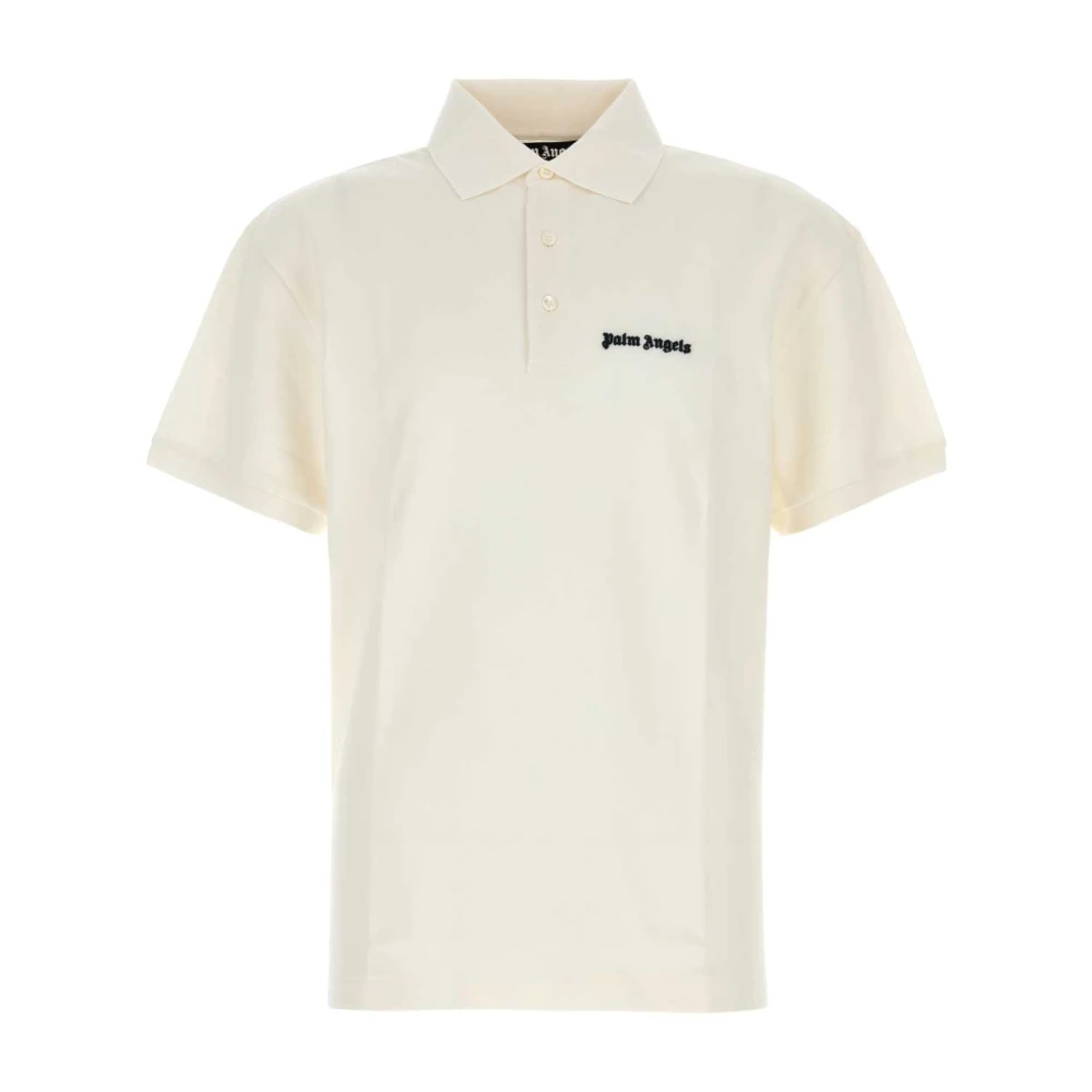 Palm Angels Witte Piquet Polo Shirt White Heren