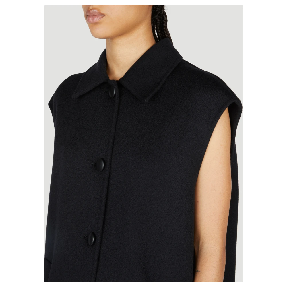 Marni Logo Patch Wol-Blend Vilt Jurk Black Dames