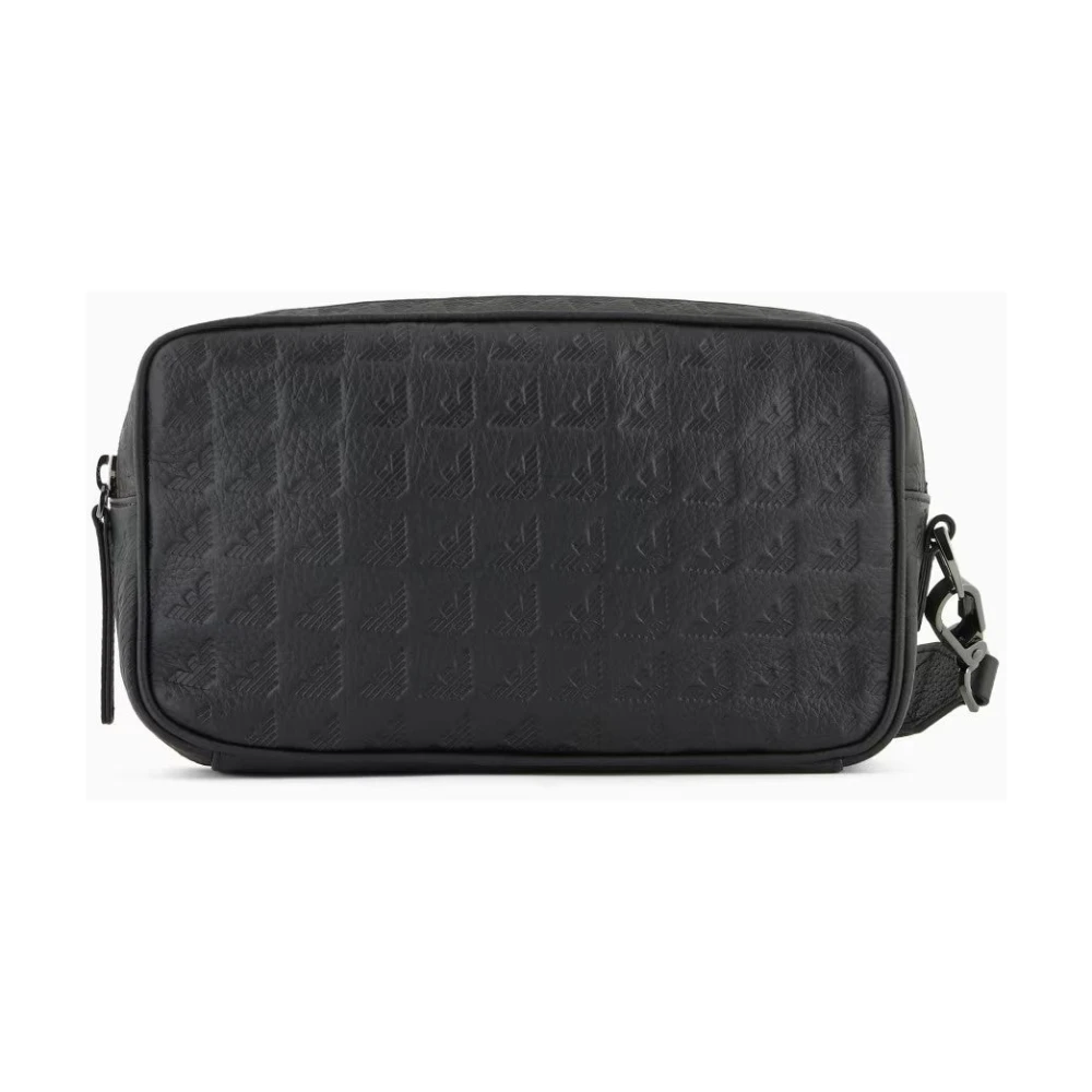 Emporio Armani Zwarte Beauty Case met Adelaar Reliëf Black Heren