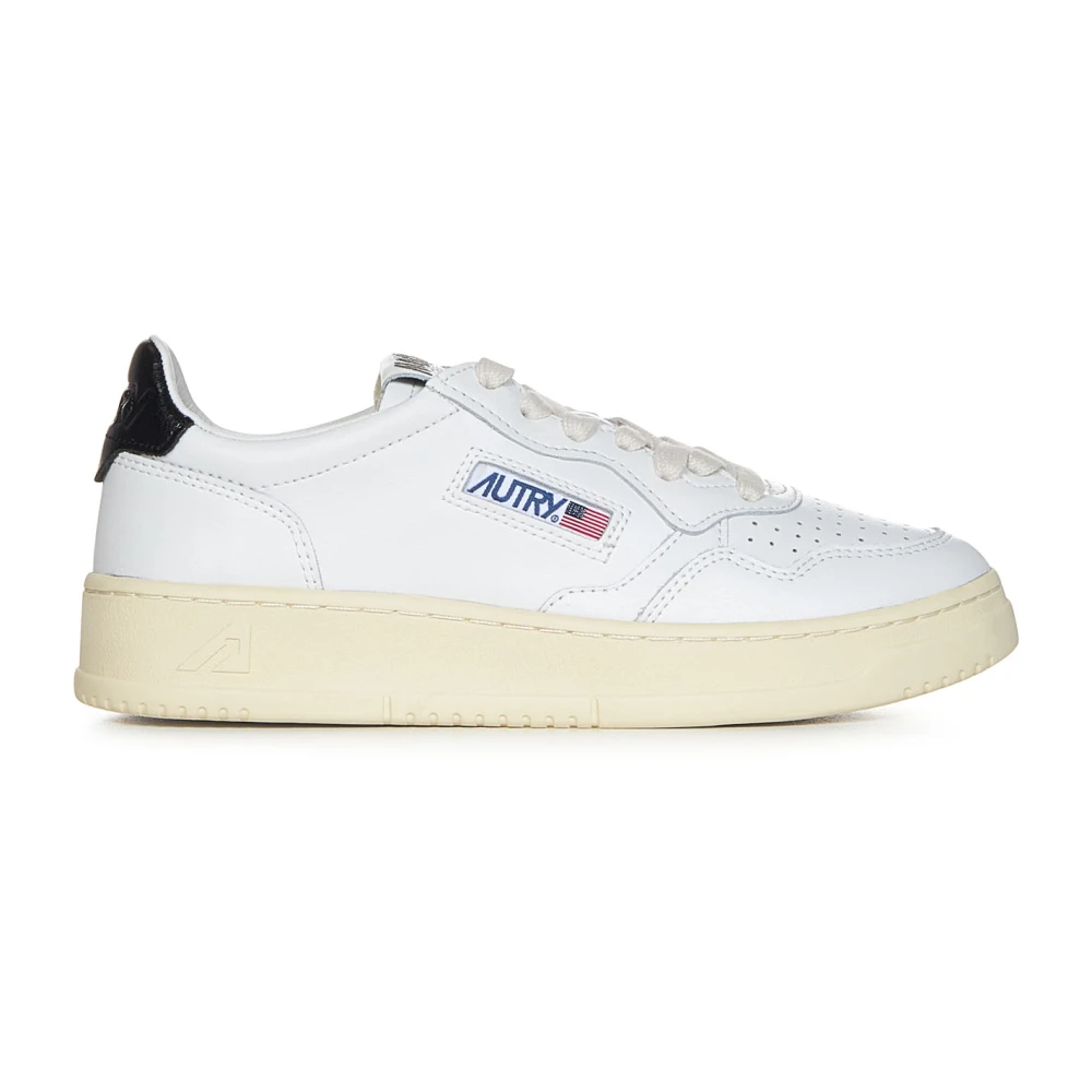 Autry Witte leren sneakers met contrasterende hielversterking en logo White Dames