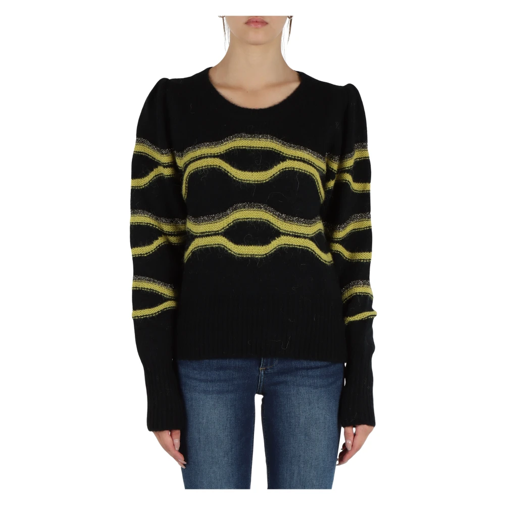 Liu Jo Alpaca Gebreide Trui met Lurex Details Black Dames