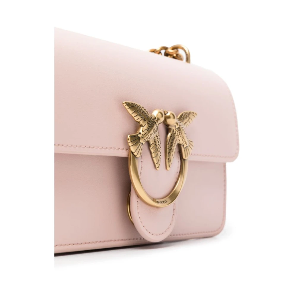 pinko Lichtroze Leren Tas met Decoratieve Stiksels Pink Dames