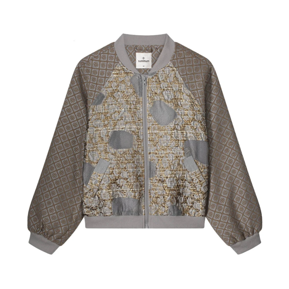 Summum Woman Jacquard Mix Bomber Jas Gray Dames