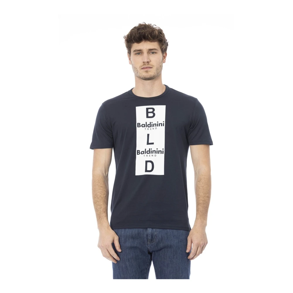 Baldinini Trend T-shirt met Logo Patroon Blue Heren