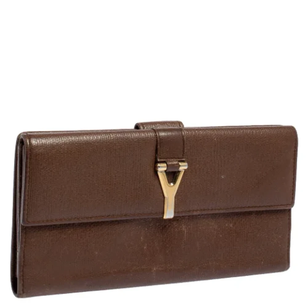 Yves Saint Laurent Vintage Pre-owned Leather wallets Brown Dames