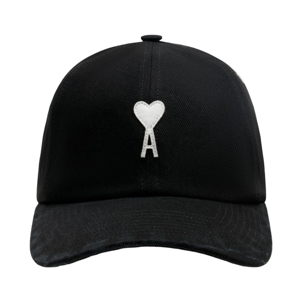 Ami Paris Unisex Black Hats & Caps, One Size, Ami De Coeur Felt Cap
