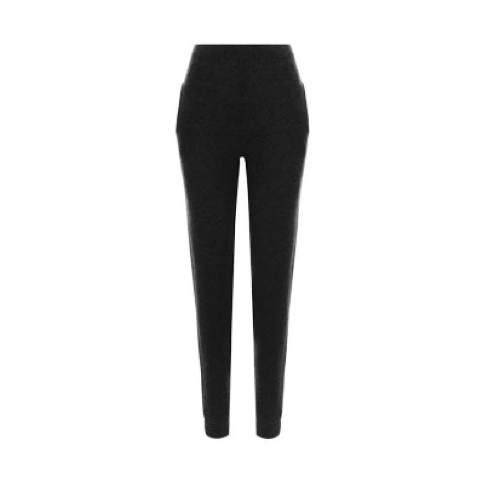 Saint Laurent Zwarte kasjmier legging met elastische tailleband en enkelbandjes Black Dames