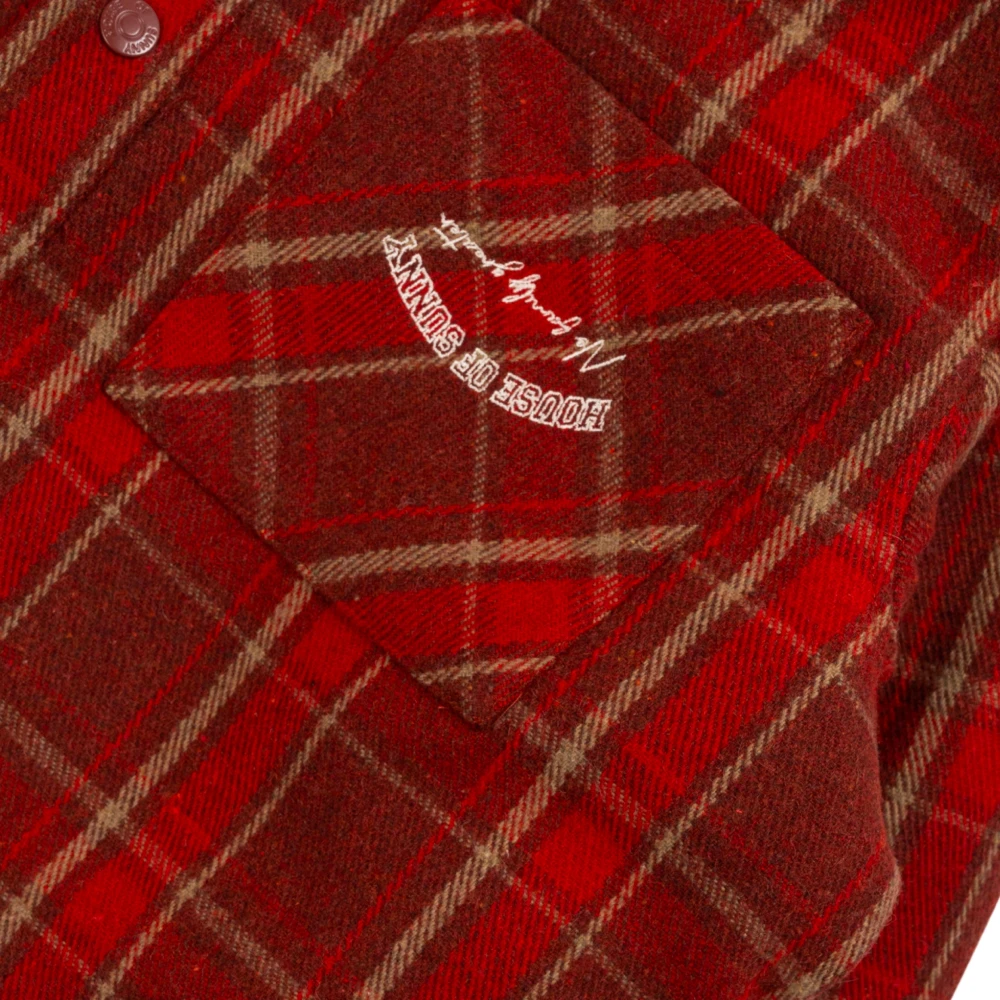 House of Sunny Rood bruin geruit overshirt met gewatteerde voering Red Dames