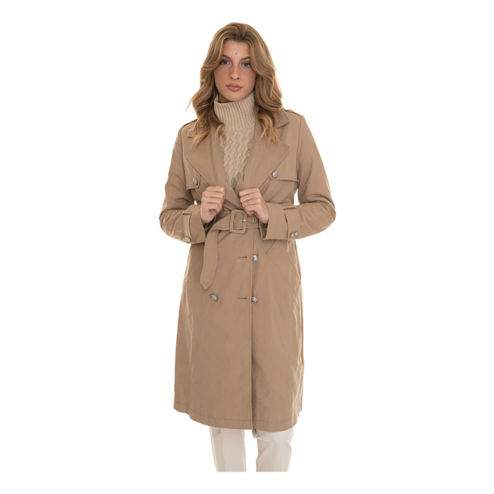 Guess Double-breasted Jade Dust Coat met knopen Beige Dames