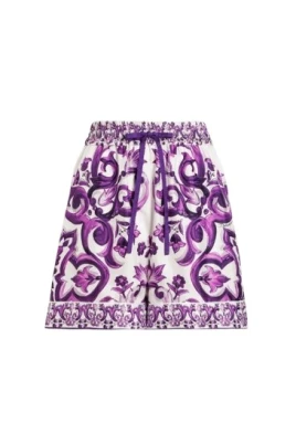 Multifärgad Majolika Print Twill Shorts