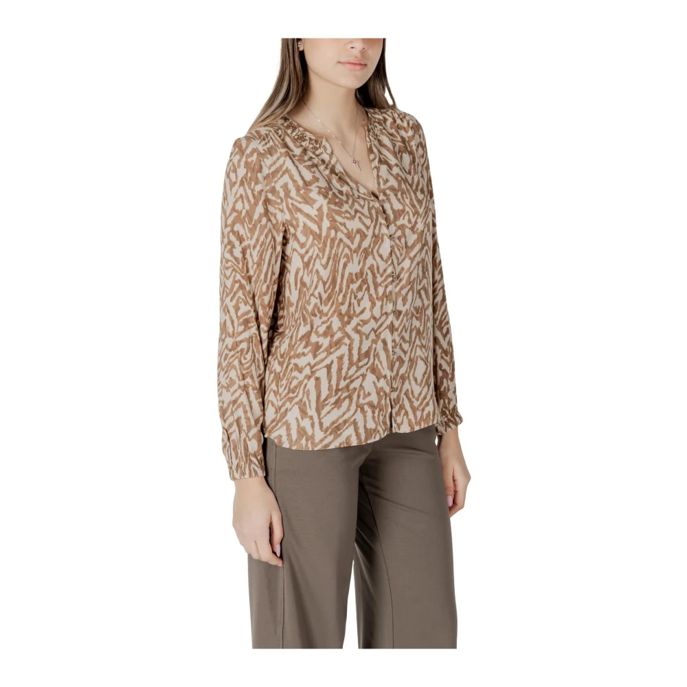 Street One Luipaardprint Blouse met knoopsluiting Beige Dames