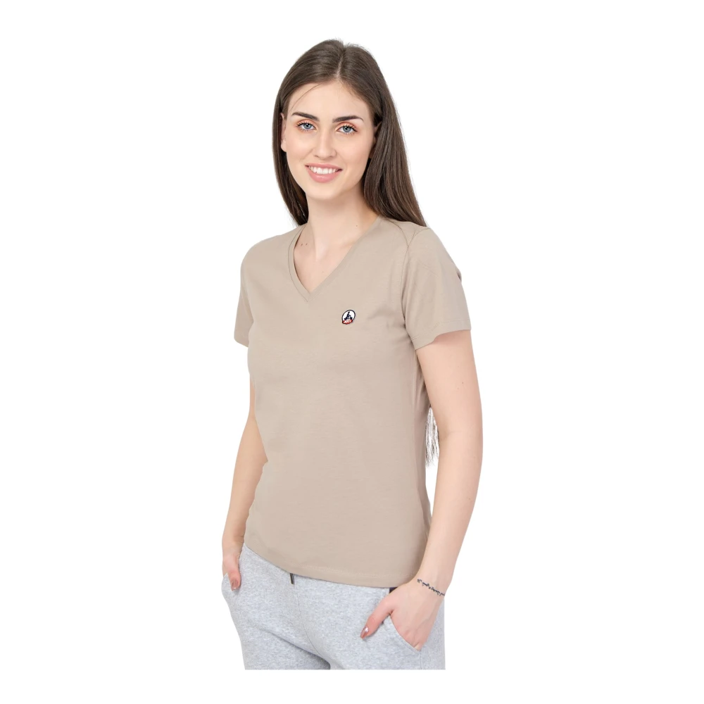 Jott Beige V-Hals Dames T-Shirt Beige Dames