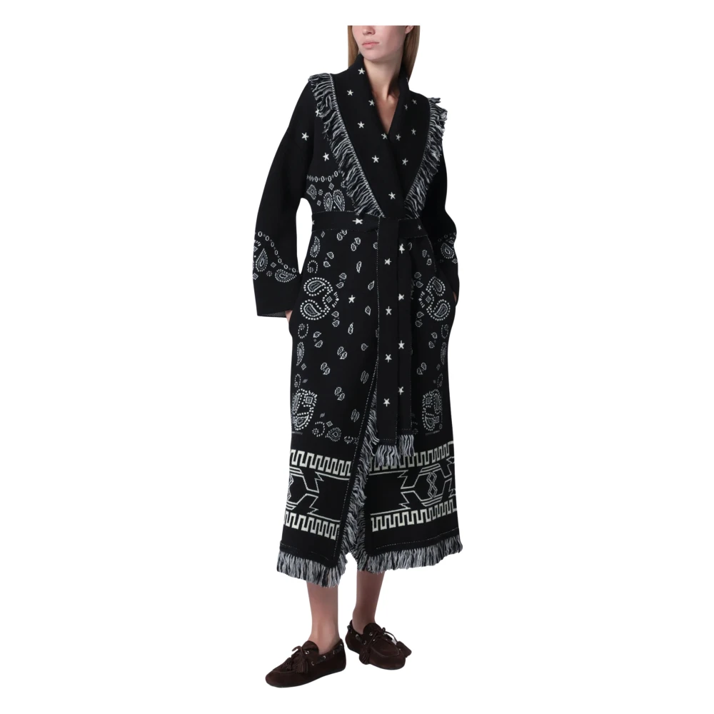 Alanui Bandana Jacquard Coat - Female - Cardigans - Black - S - Knitwear