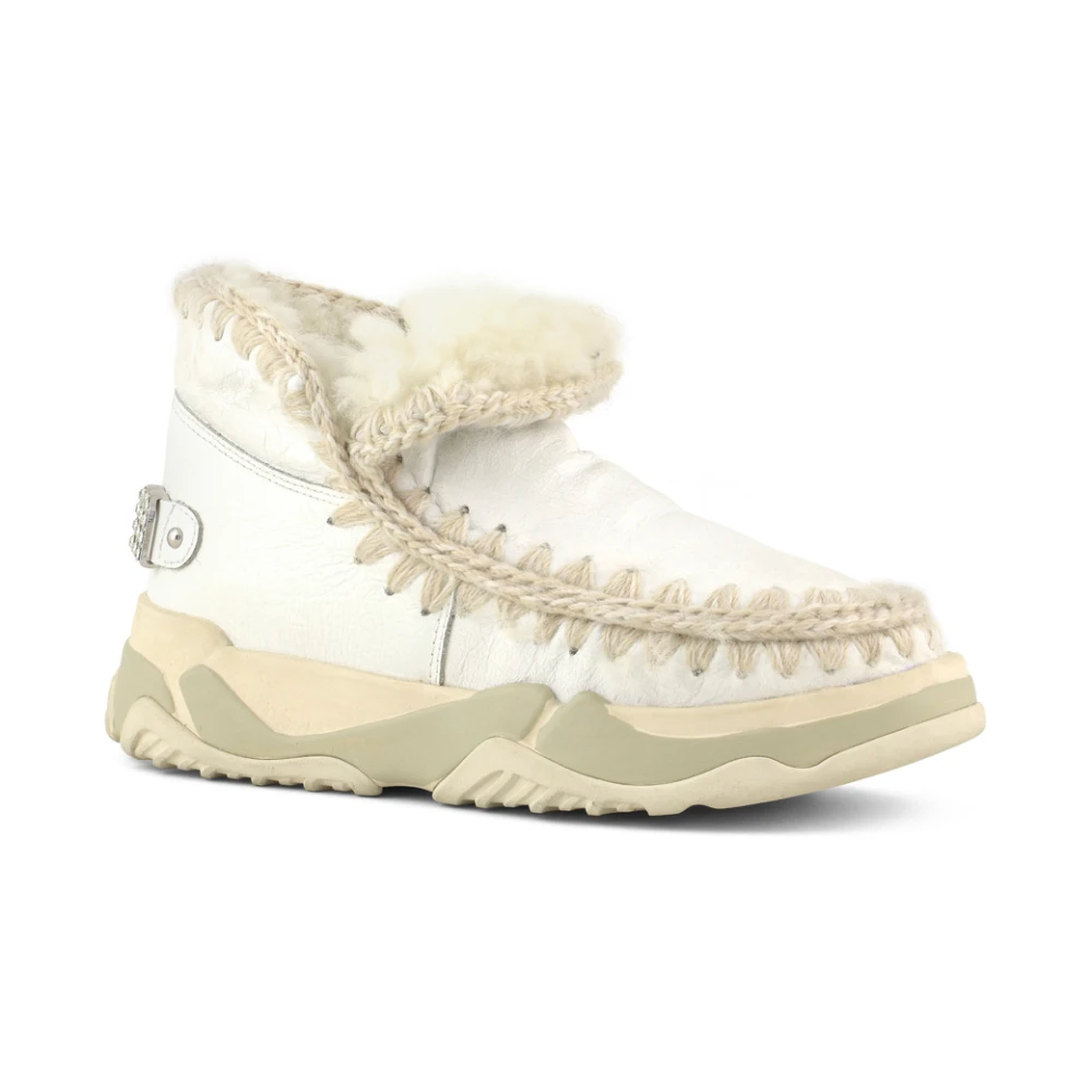 Mou Luxe lamsskin sneaker met gehaakte stiksels White Dames