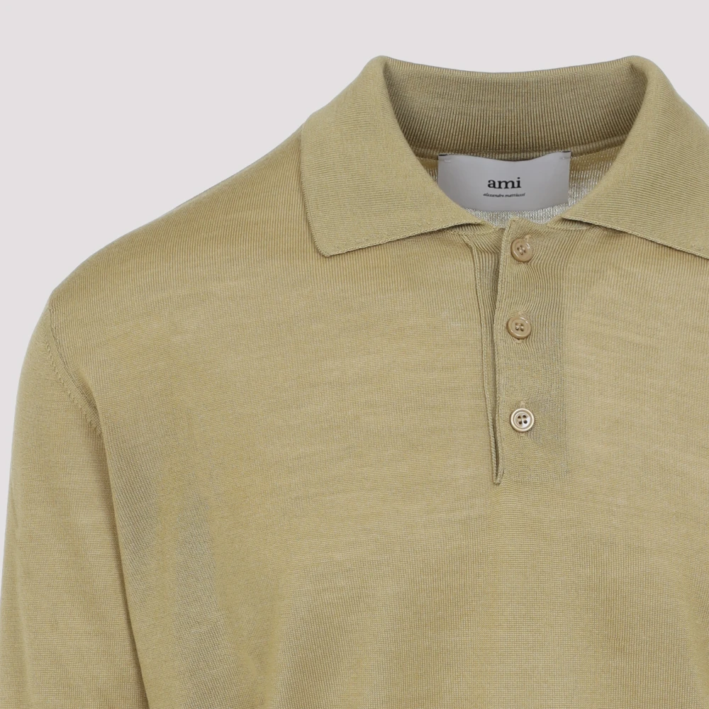 Ami Paris Wol-zijde T-shirt Beige Heren