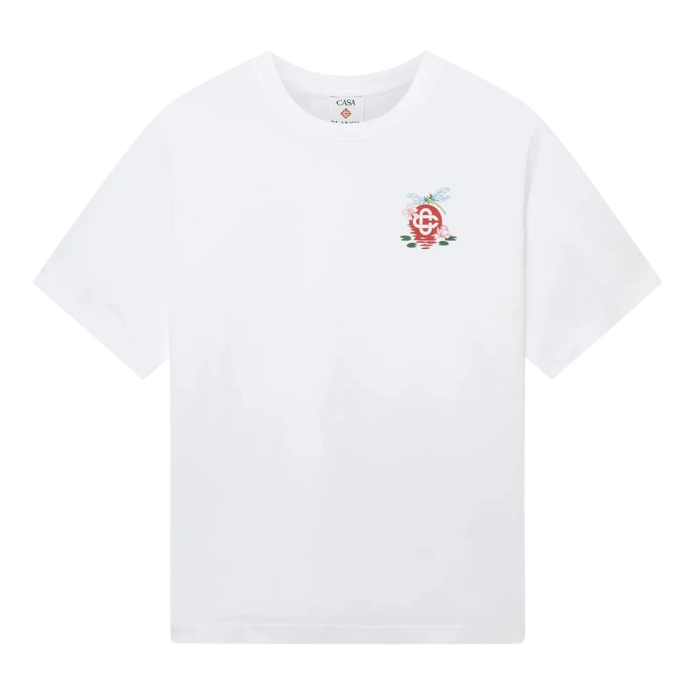 Casablanca Men's White Dragonfly Floral Oversized Short Sleeve T‑Shirt - T-Shirts - Xl - Tops
