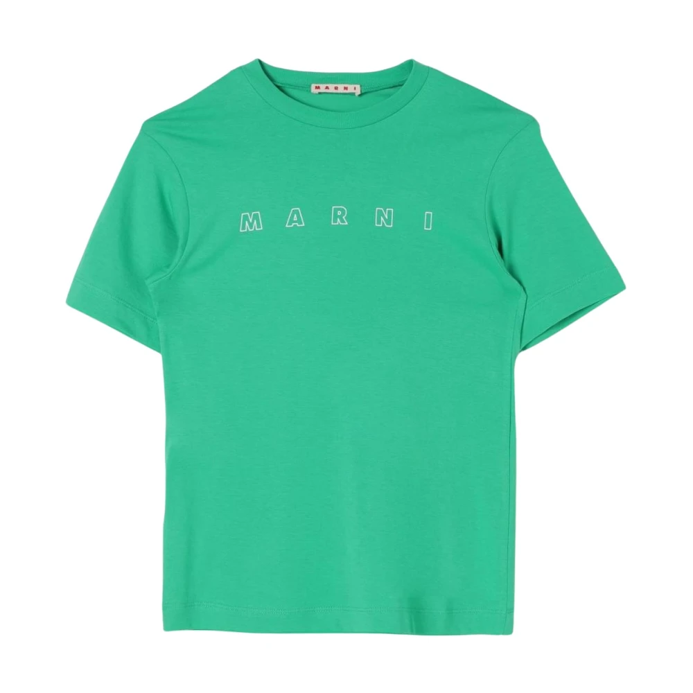 Marni Unisex Green Logo Cotton T-Shirt