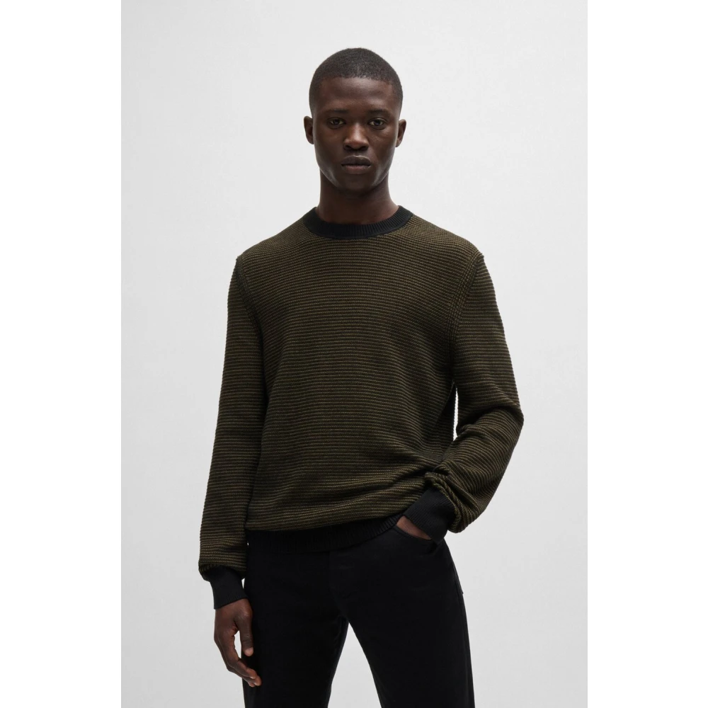 Hugo Boss Gestreepte wolmix pullover Black Heren