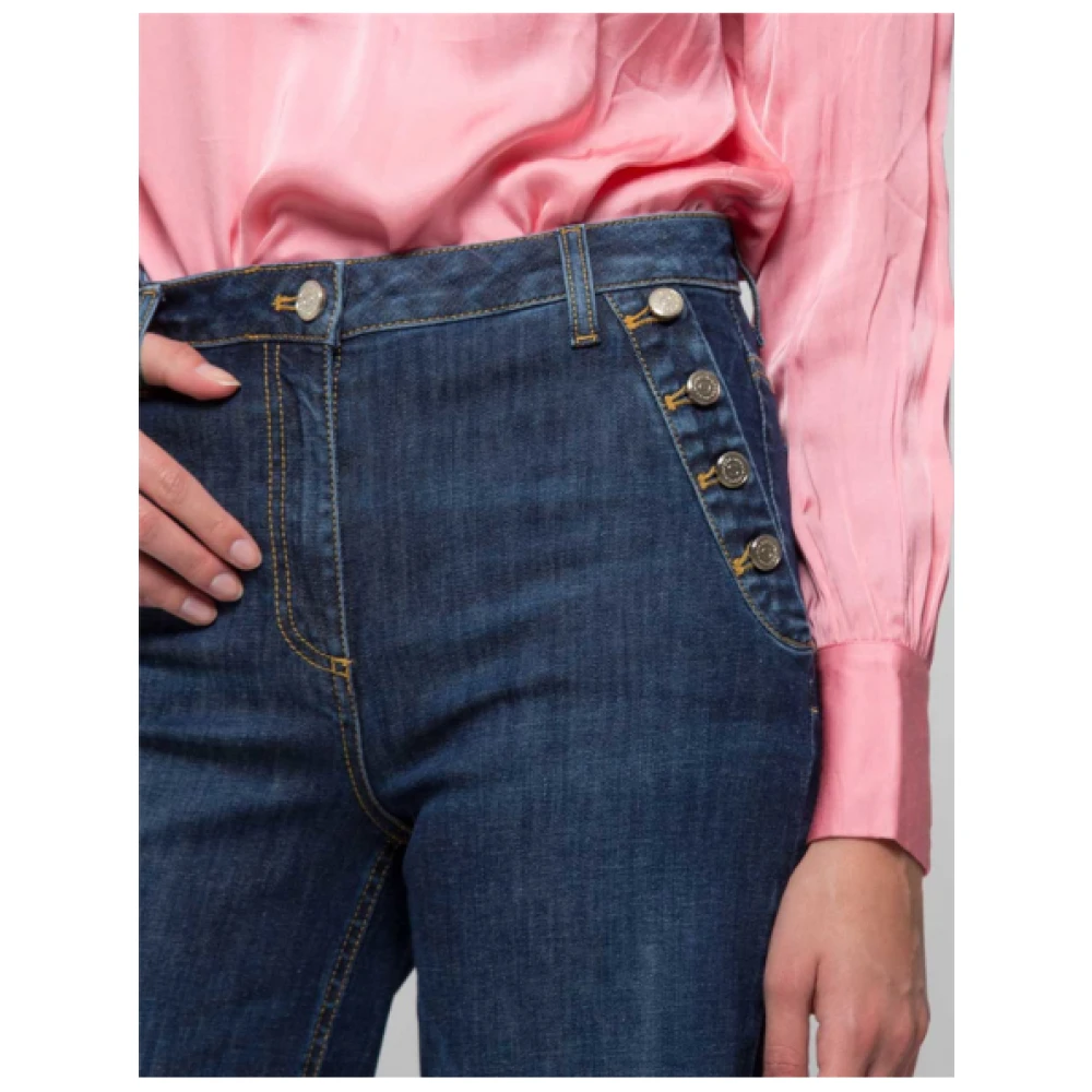 Kocca Uitlopende high-waisted jeans met knoopdetail Blue Dames