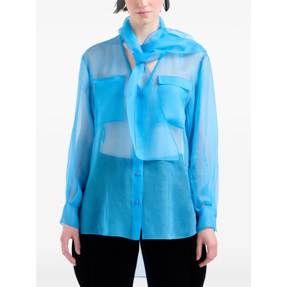 Giorgio Armani Elegante Overhemden Collectie Blue Dames