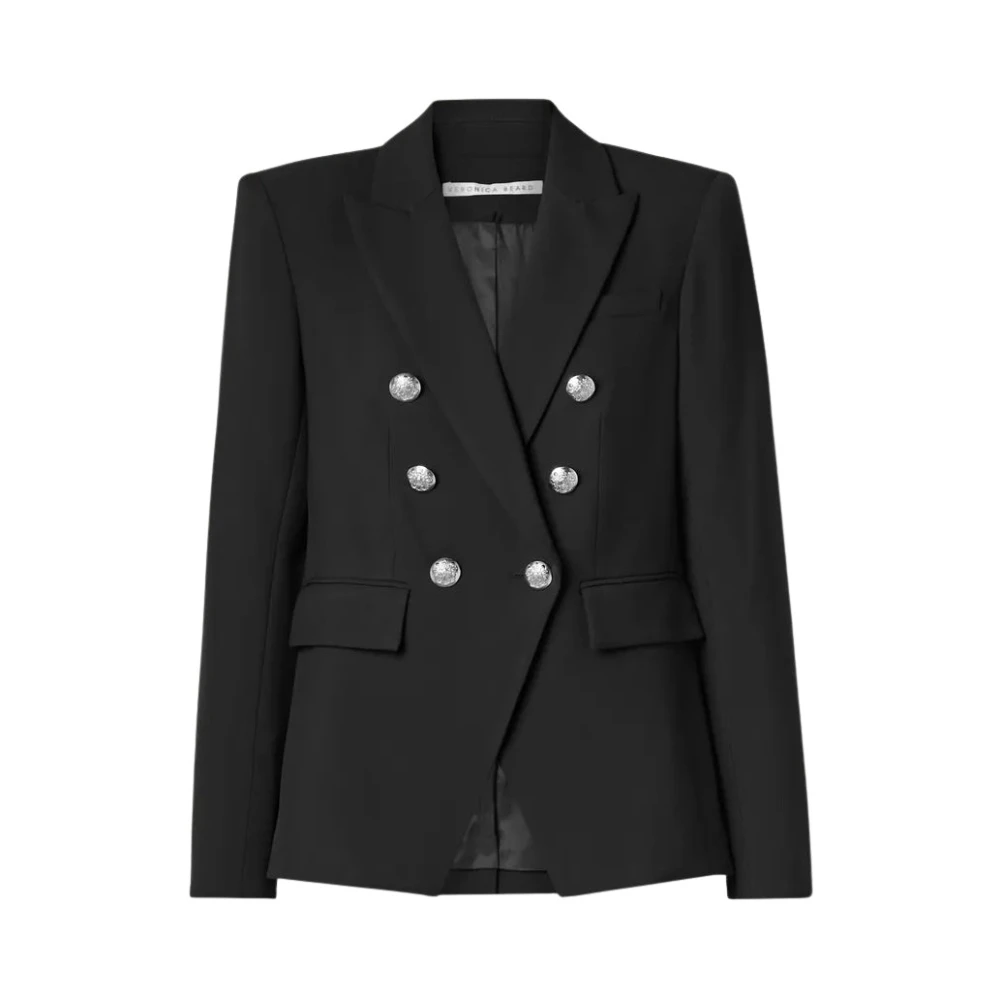 Veronica Beard Dubbelrijige Grain de Poudre Blazer Black Dames