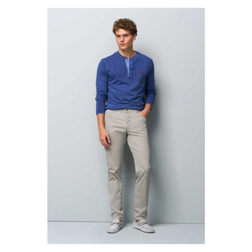 Meyer Slimme Chino Broek met Microstructuur Beige Heren