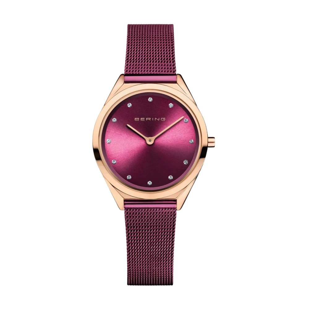 Bering Women's Pink Watch Ultra Slim 31 Mm 3 Atm Sapphire Glass Slim Design Bracelet Milanese 17031-969