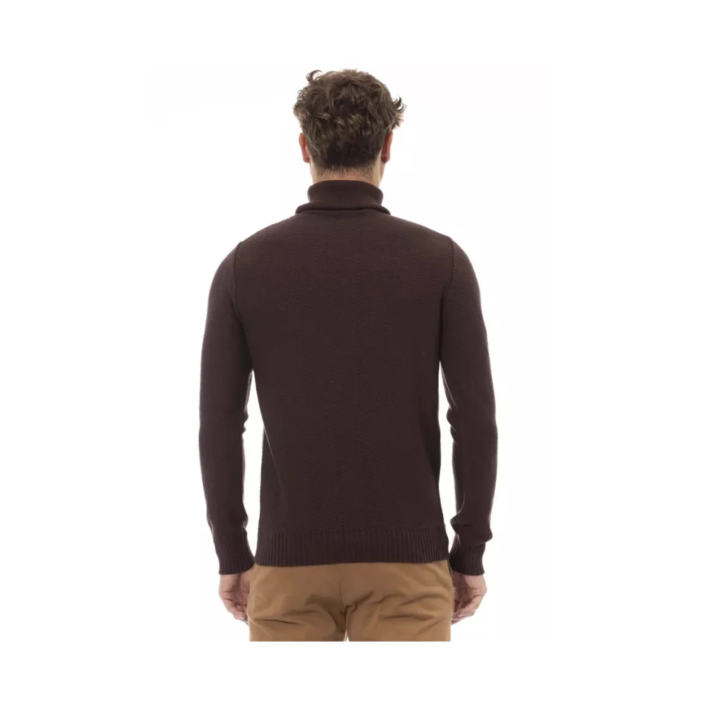 Alpha Studio Bruine Merinowollen Turtleneck Sweater Brown Heren