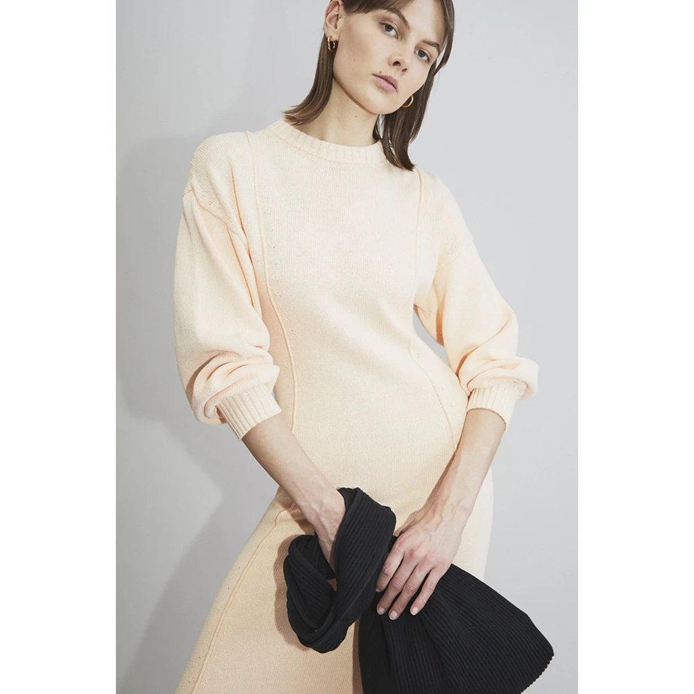Rodebjer Mango Volumineuze Mouwen Midi Jurk Orange Dames