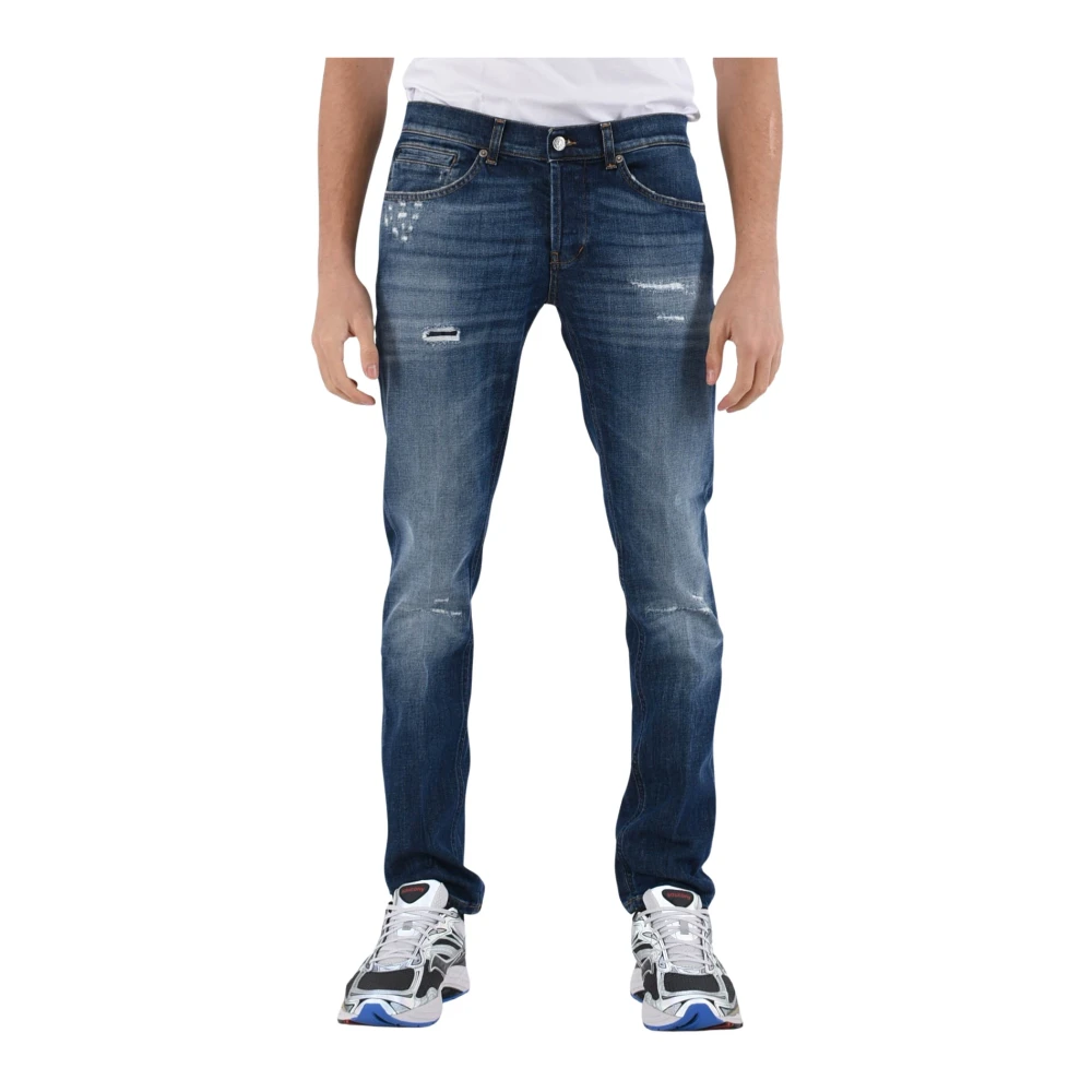 Dondup Skinny Fit Gebruikte en Vernietigde Jeans Blue Heren