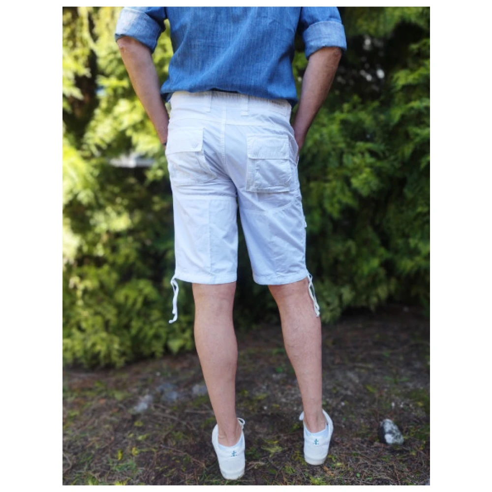 aeronautica militare Katoenen Bermuda Shorts met militair geïnspireerde zakken White Heren