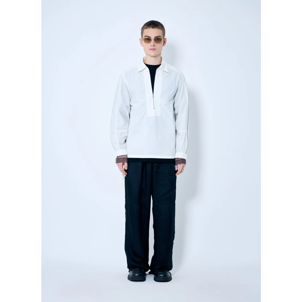 Dries Van Noten Katoenen Zip-Up Shirt White Heren