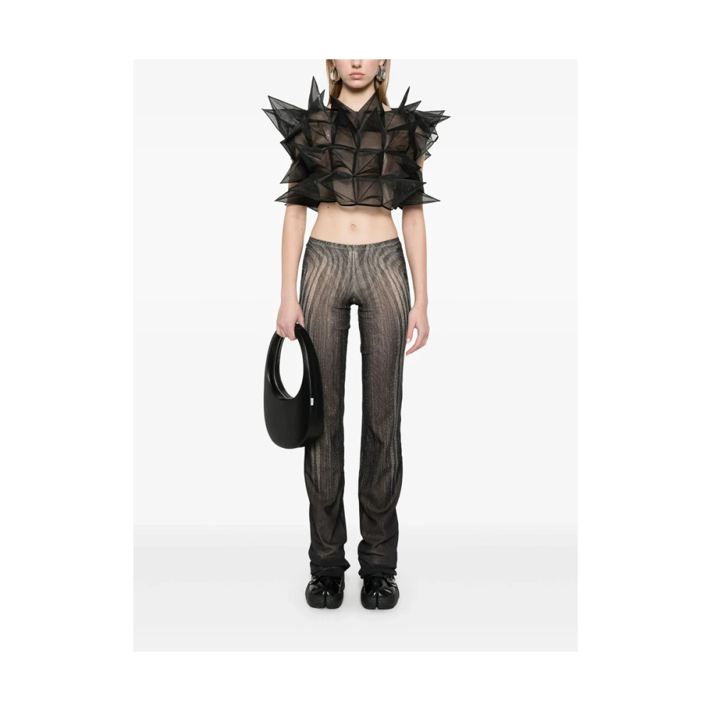 Junya Watanabe Mouwloze Semi-Transparante Zwarte Top Black Dames