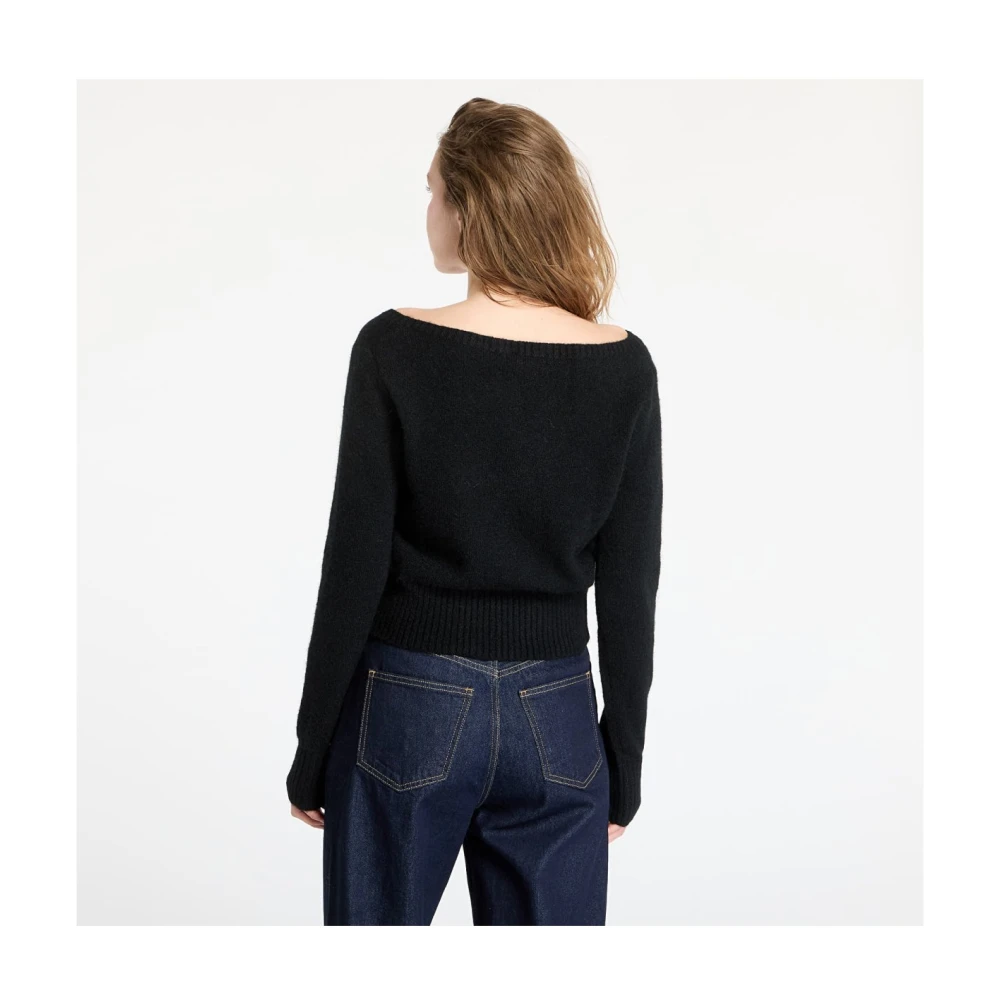Calvin Klein V-hals wollen trui Regular fit Black Dames