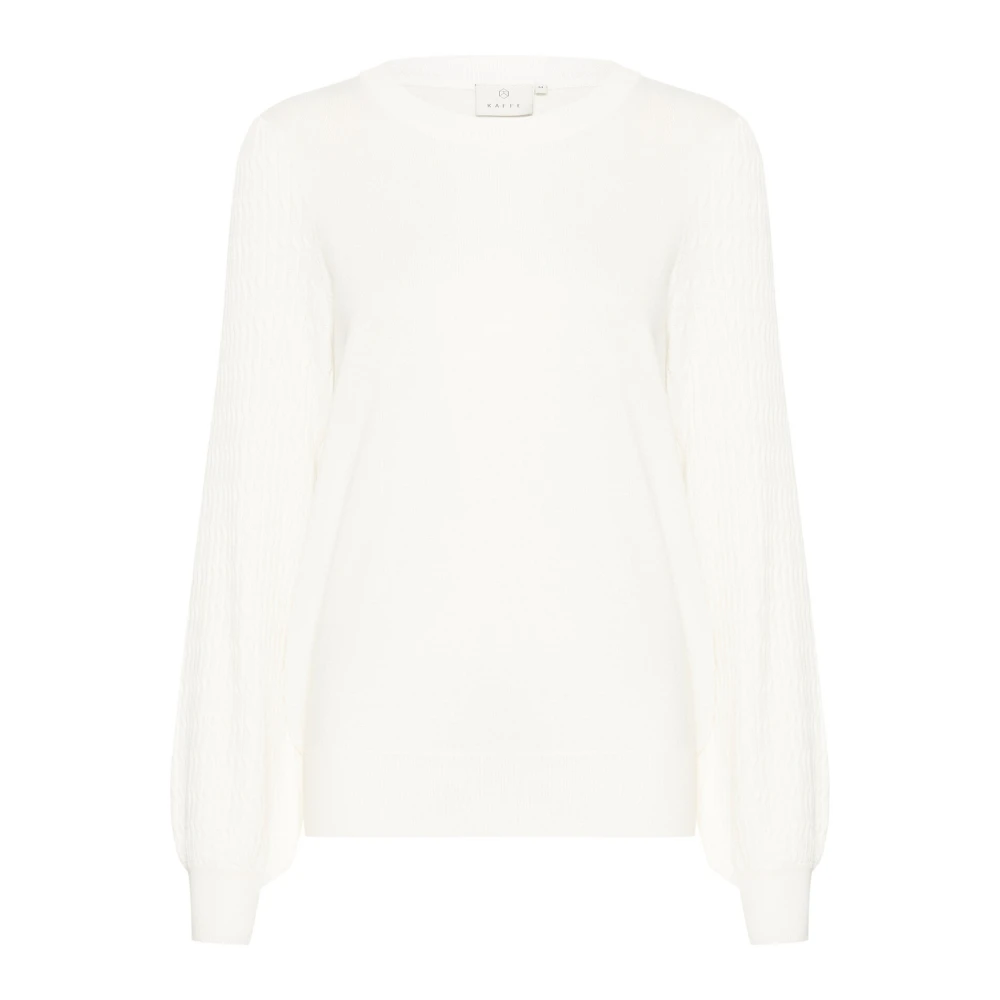 Kaffe Pofmouw Gebreide Trui Krijt White Dames