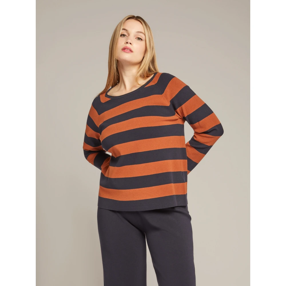 Elena Mirò Gestreepte Boxy Top van Eco Viscose Multicolor Dames