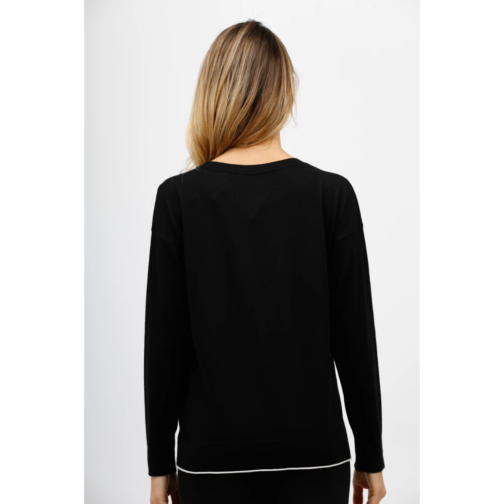 Alpha Studio Bootnek Top met Zoomdetail Black Dames