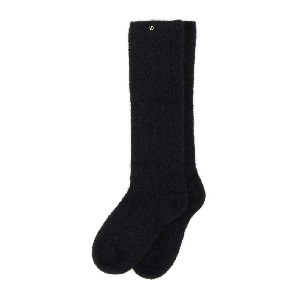 Valentino Garavani Black Calze Solid Mohair - Female - Socks - S/M - Underwear